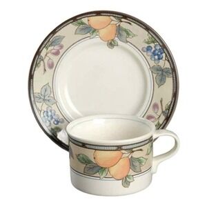 MIKASA INTAGLIO GARDEN HARVEST FLAT CUP AND SAUCER SET CAC29